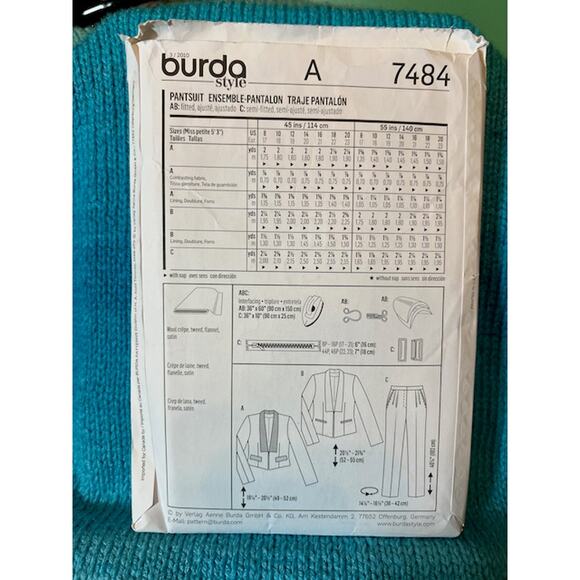 Burda 7484 sewing pattern womens suit blazer pants - Picture 5 of 5